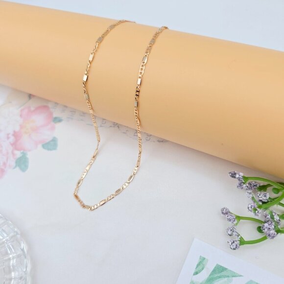 Rose Gold Figaro Chain Necklace with High Polish Finish - 44cm, XPNL0054 - Picture 5 of 12